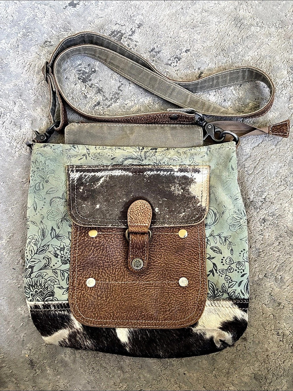 Myra Bag Floral Brown & Green Crossbody Bag